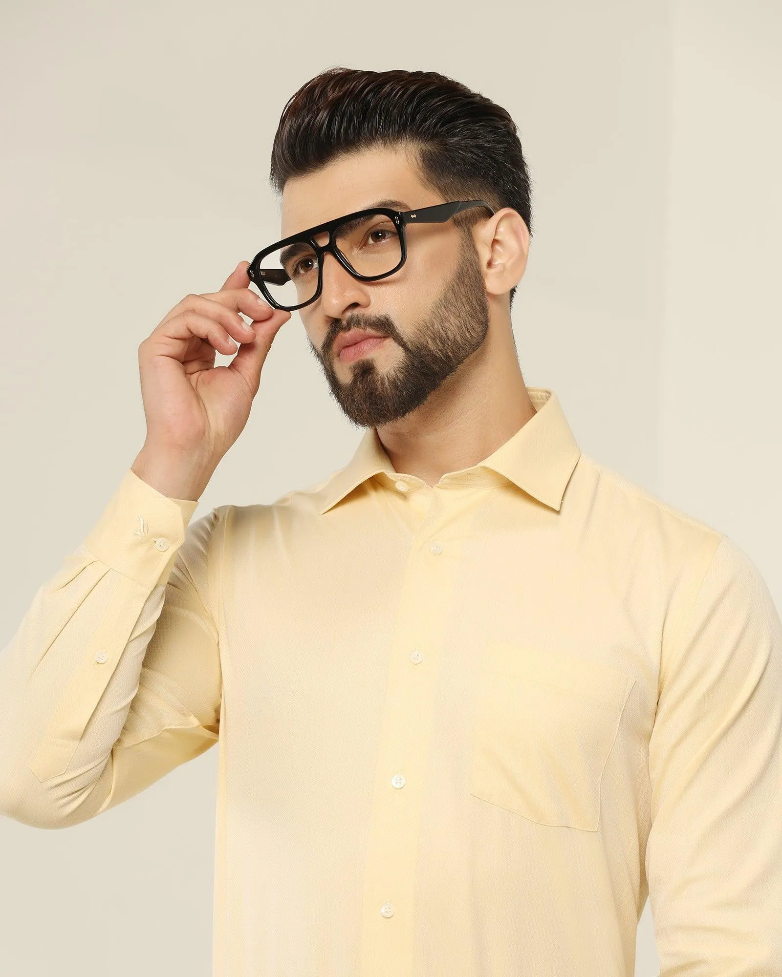 Temp Tech Formal Yellow Textured Shirt - Pound