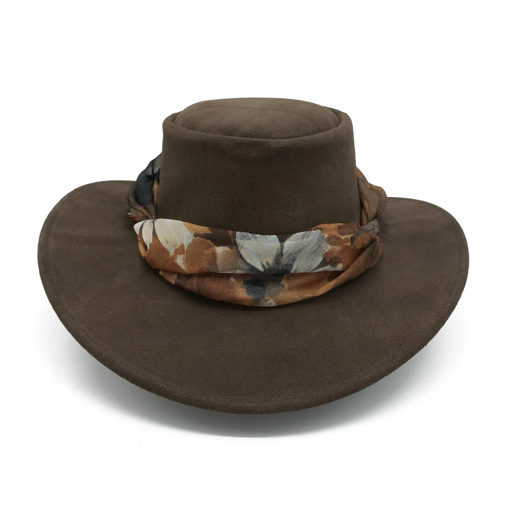 The Alice Suede Hat with Autumn Flower Scarf