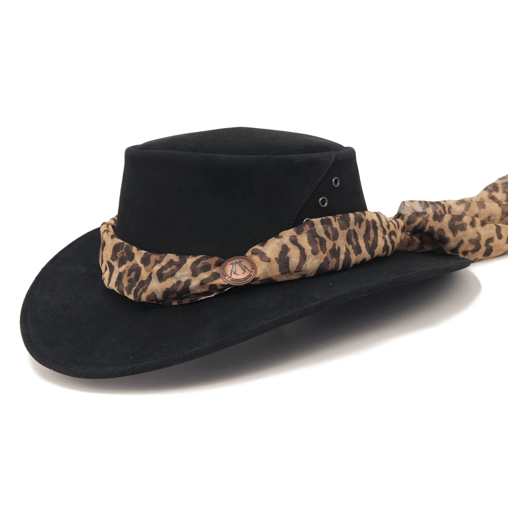 The Alice Suede Hat with Leopard Scarf