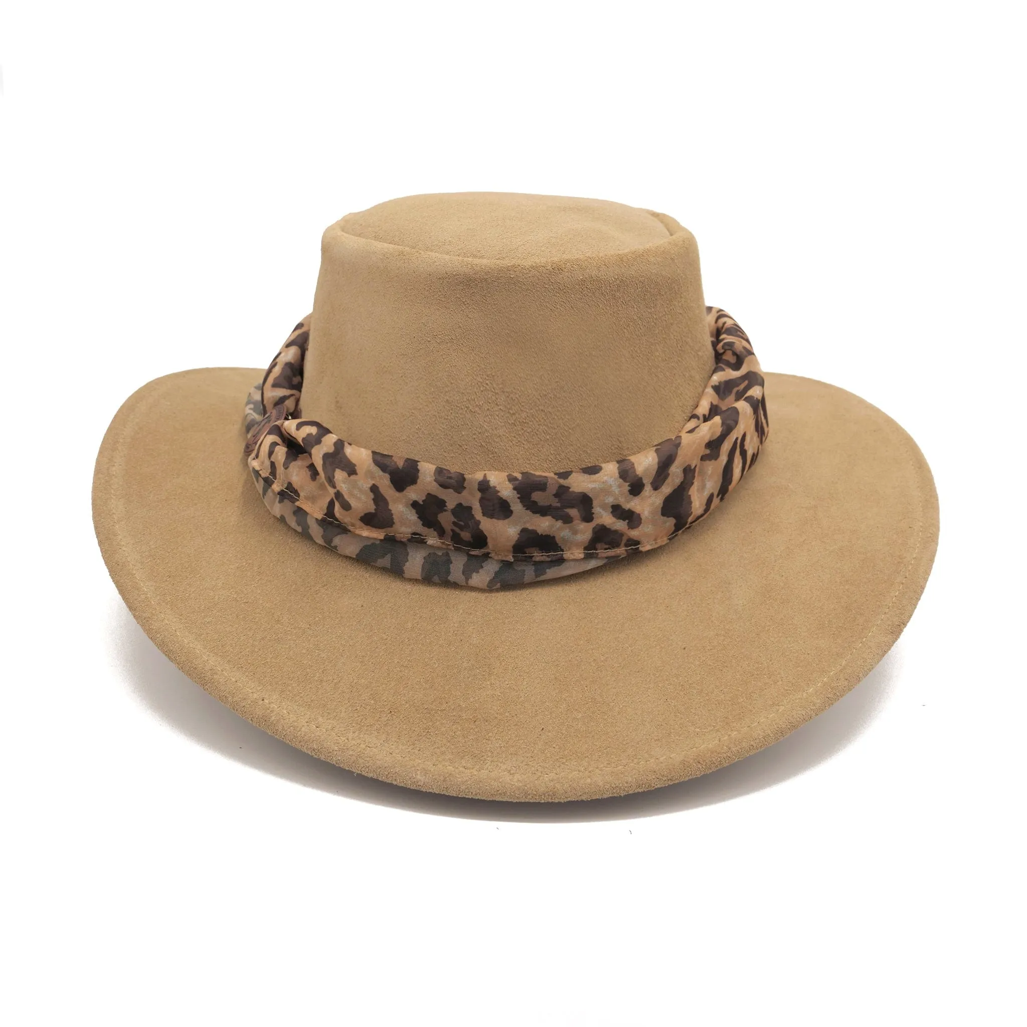 The Alice Suede Hat with Leopard Scarf