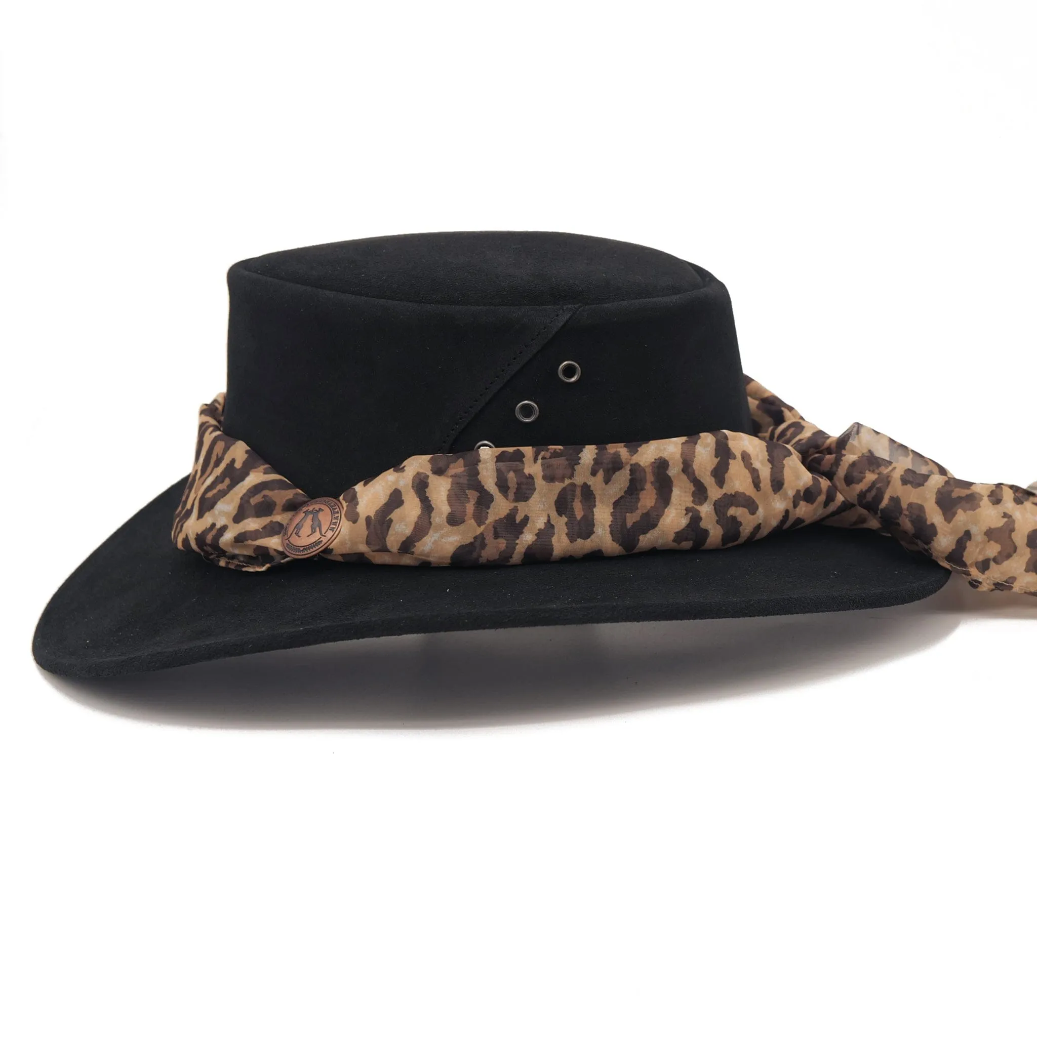 The Alice Suede Hat with Leopard Scarf