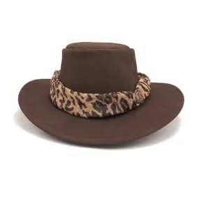 The Alice Suede Hat with Leopard Scarf