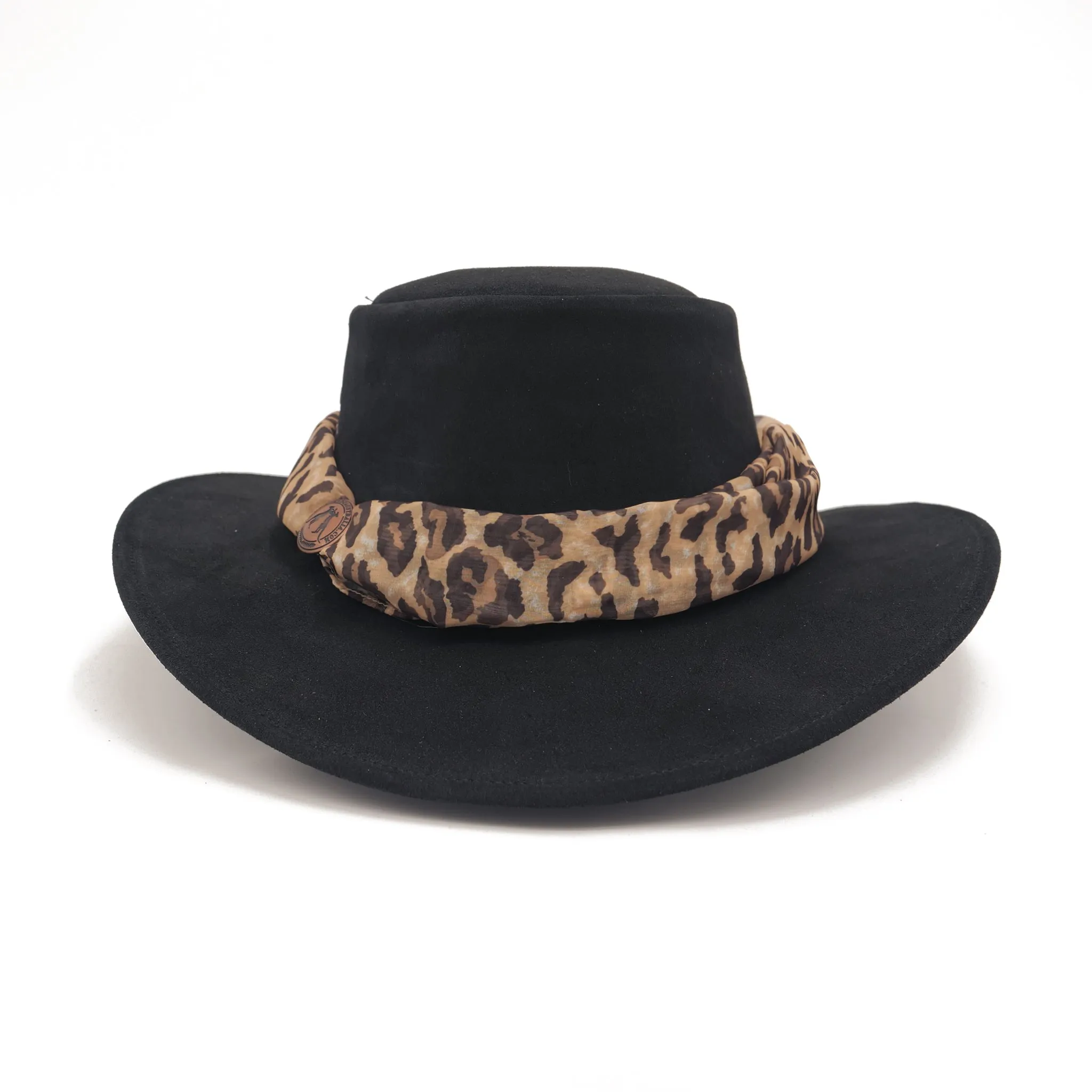 The Alice Suede Hat with Leopard Scarf