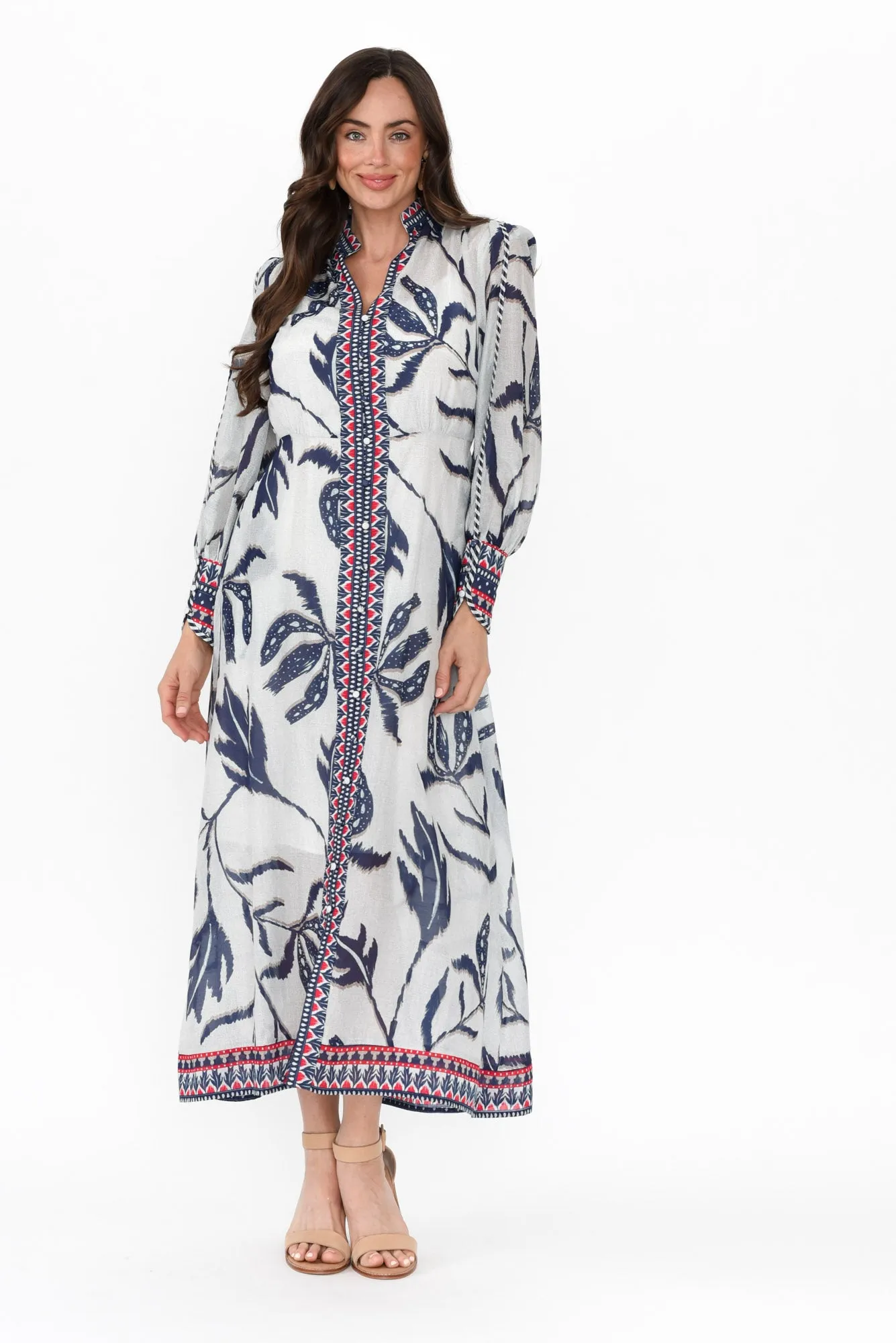 Tierra Palm Shadow Cotton Silk Dress