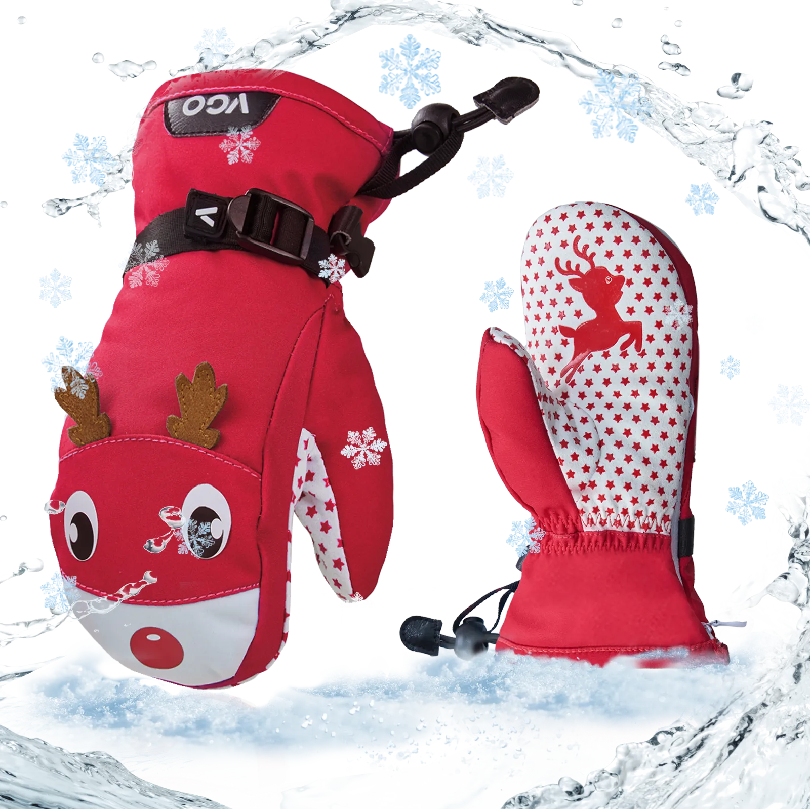 Vgo -20℃/-4°F or Above Warm Ski Gloves for Girls & Boys,Winter Snow Gloves3M Thinsulate Waterproof Gloves(SL2467FLWP)