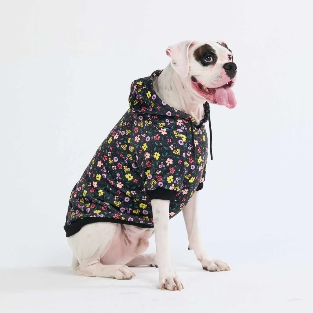 Vintage Flower Dog Hoodie - Black (2)