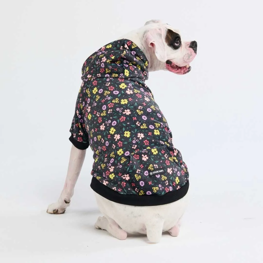 Vintage Flower Dog Hoodie - Black (2)