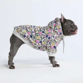 Vintage Flower Dog Hoodie - Light Grey (2)