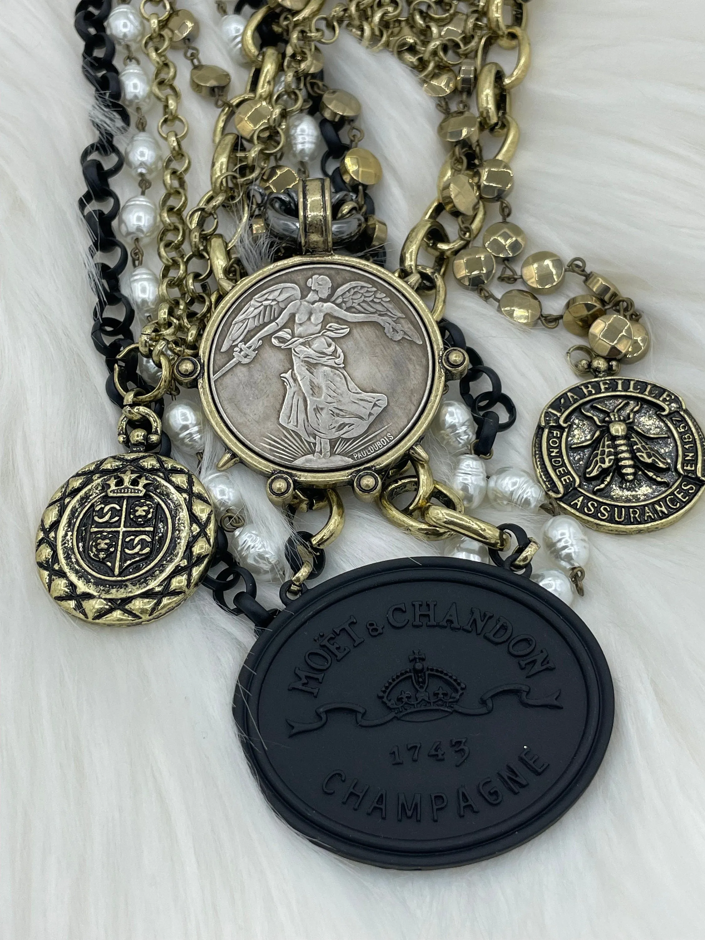 Vintage French Coin Replica Champagne Medallion Coin Pendant 47mm X 57mm, 6 Finishes Available, Champagne Coin, Champagne Pendant, Fast Ship