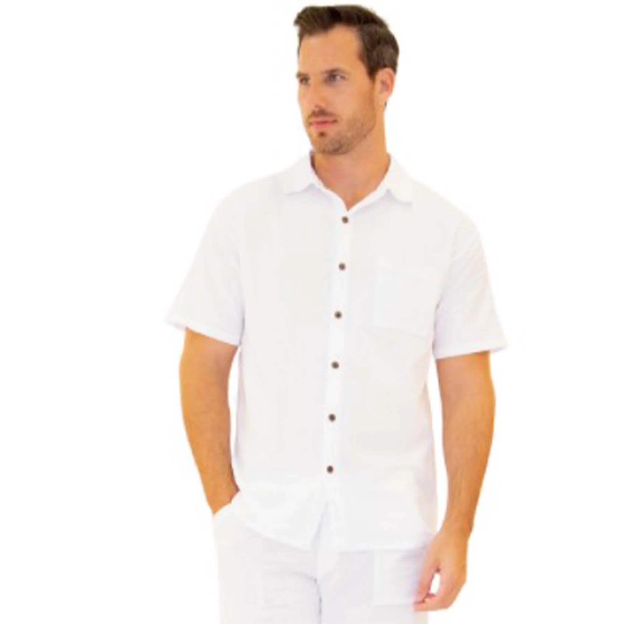 White Resort Wear Button Down