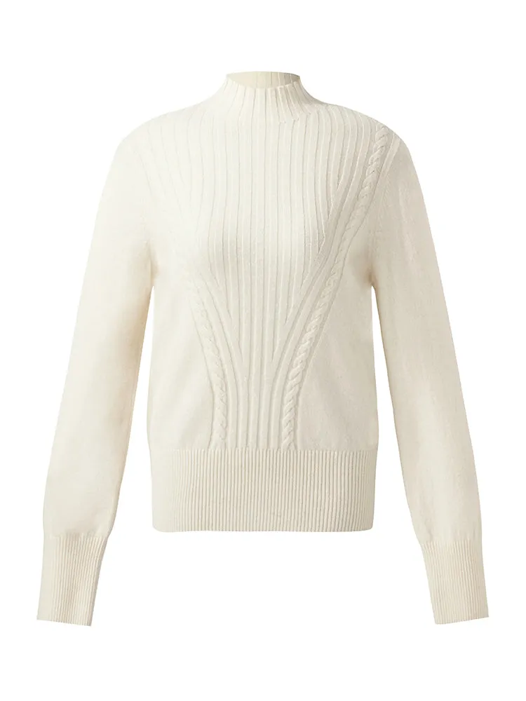 Wool Blend Mock Neck Women Sweater