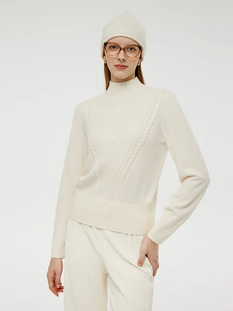 Wool Blend Mock Neck Women Sweater