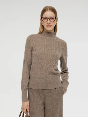 Wool Blend Mock Neck Women Sweater