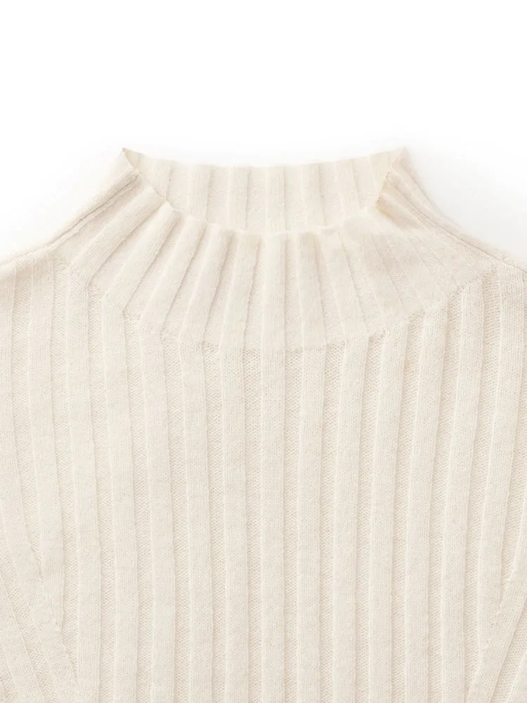 Wool Blend Mock Neck Women Sweater