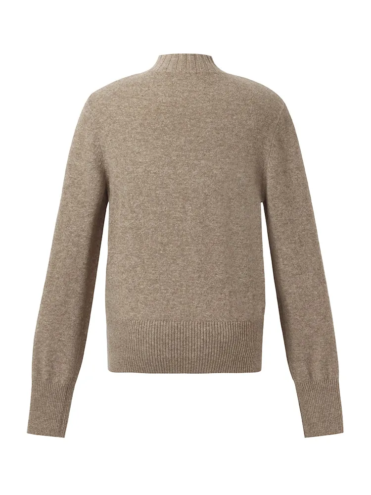 Wool Blend Mock Neck Women Sweater