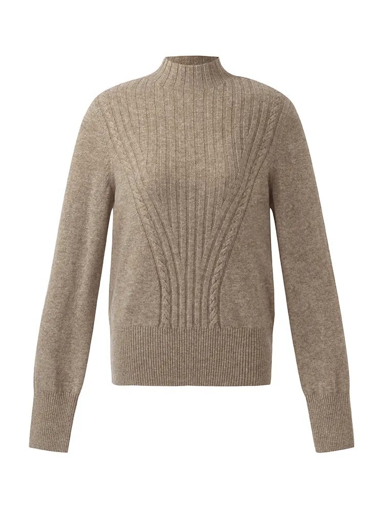 Wool Blend Mock Neck Women Sweater