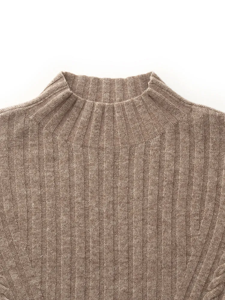 Wool Blend Mock Neck Women Sweater